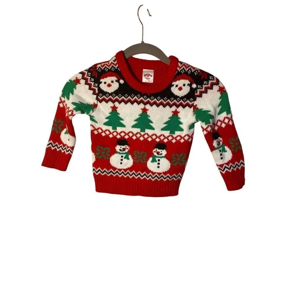 Holiday time Santa snowmen toddler Christmas pull over sweater size 2T